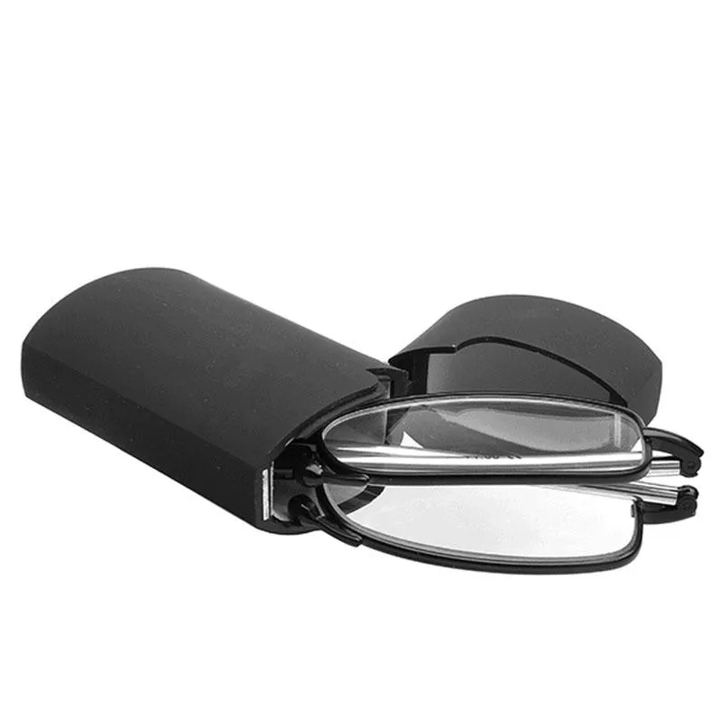 Güneş Gözlüğü Mini Tasarım Okuma Gözlükleri Erkek Kadınlar Katlanır Küçük Çerçeve Siyah Metal Orijinal Boxsunglasses294W