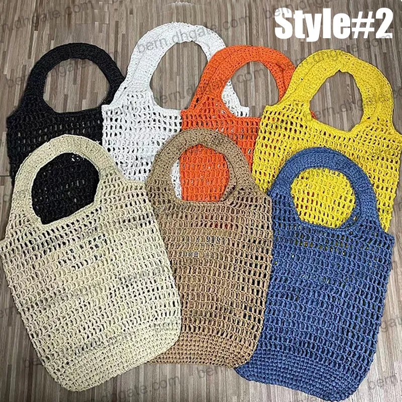 2 estilos moda malha oco tecido sacos de compras para o verão palha sacola ombro bag266r