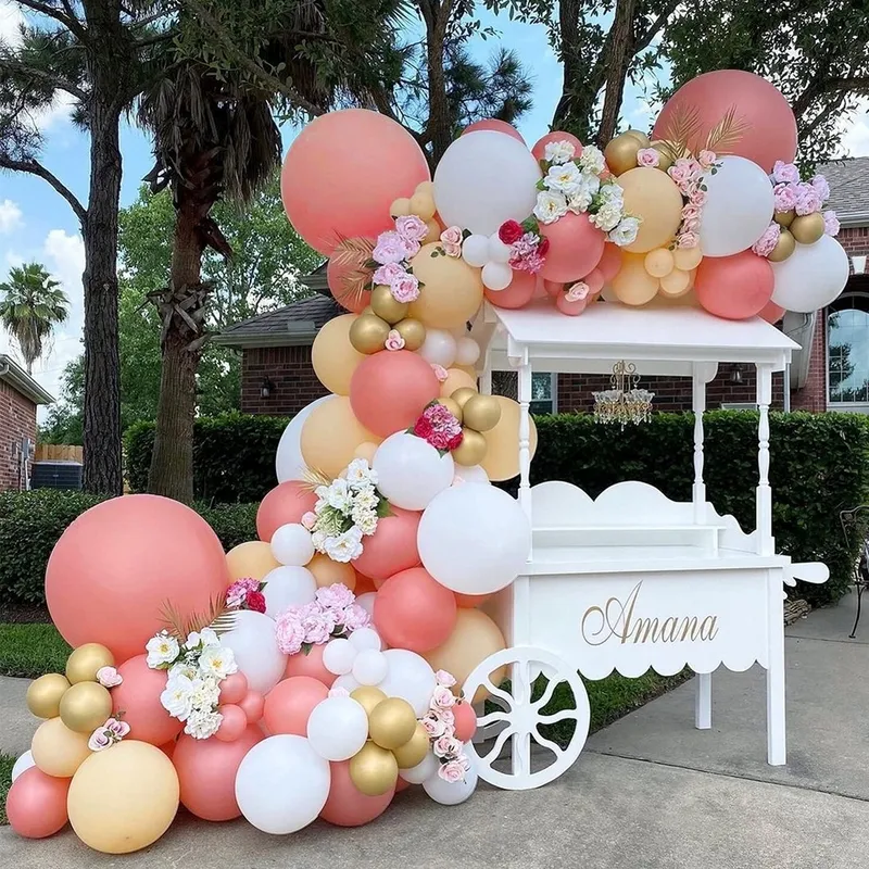 Macaron Pink Balloon Garland Arch Zestaw ślub Balon urodzinowy Dekor urodziny Dziewczyn