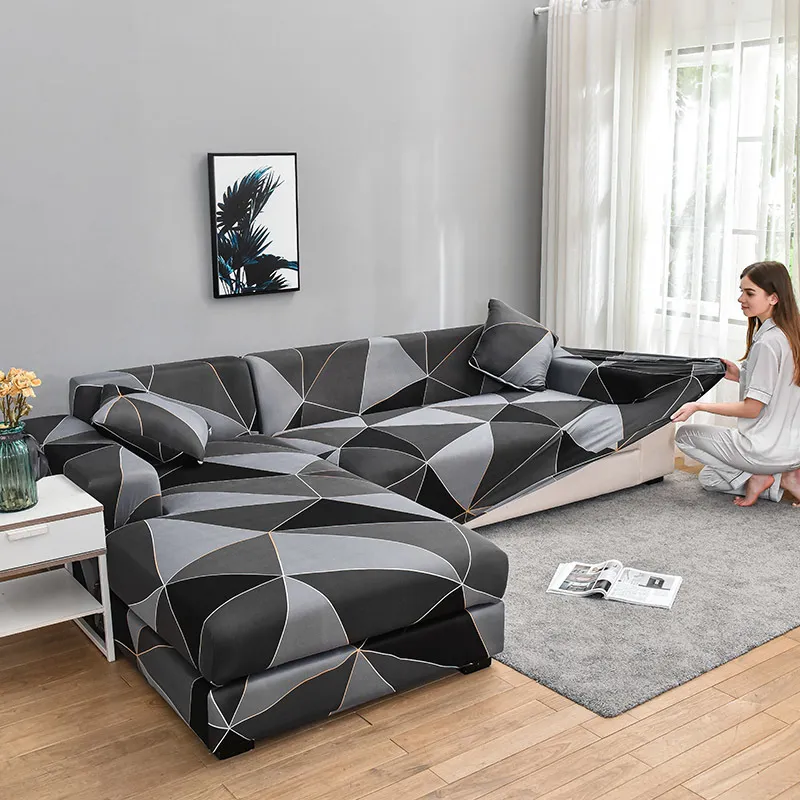L-form Behov Beställ 2-stycken soffa täcker elastiskt soffa täck hörn sektionsoffa täcker för vardagsrumsmöbler skydd 220513