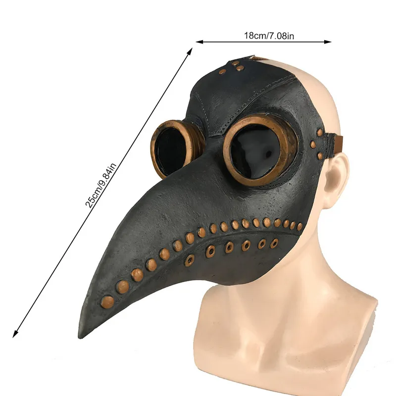 Funny Medil Steampunk Plague Doctor Bird Mask Latex Punk Masks Beak Adult Halloween Event Cosplay Props RB 220611