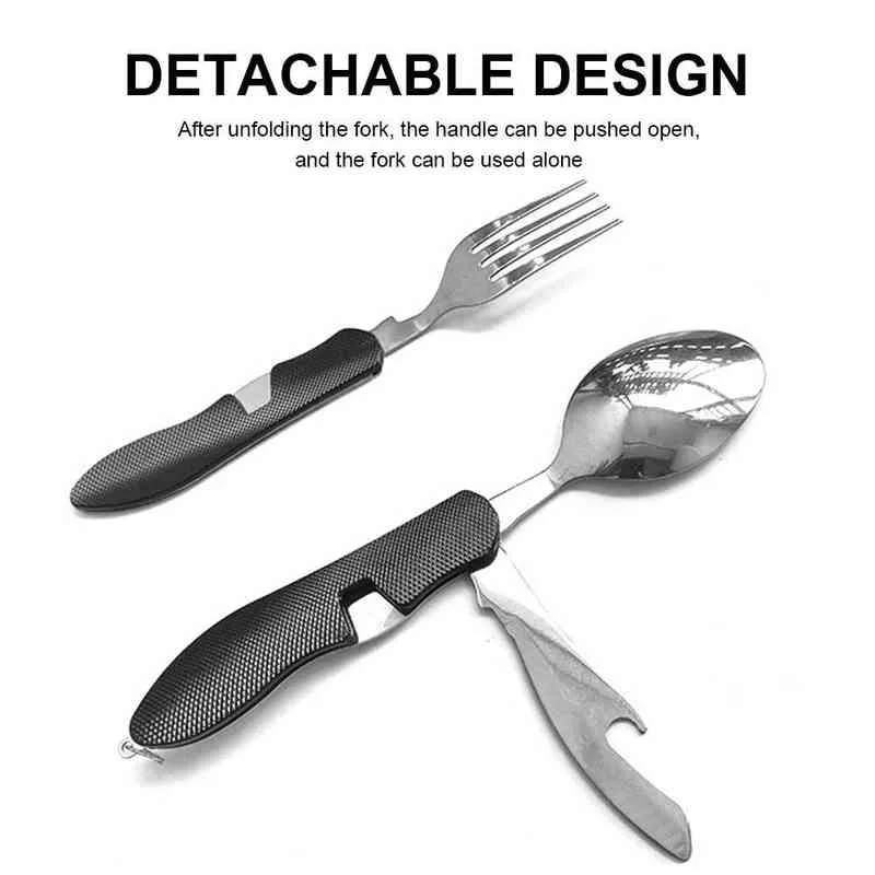 Kempingowy zestaw stołowych stołowych stołowych noże ze stołowymi nożem nierdzewna, przenośna składana nóż Nóż Noże do kempingowych materiałów piknikowych Y220530