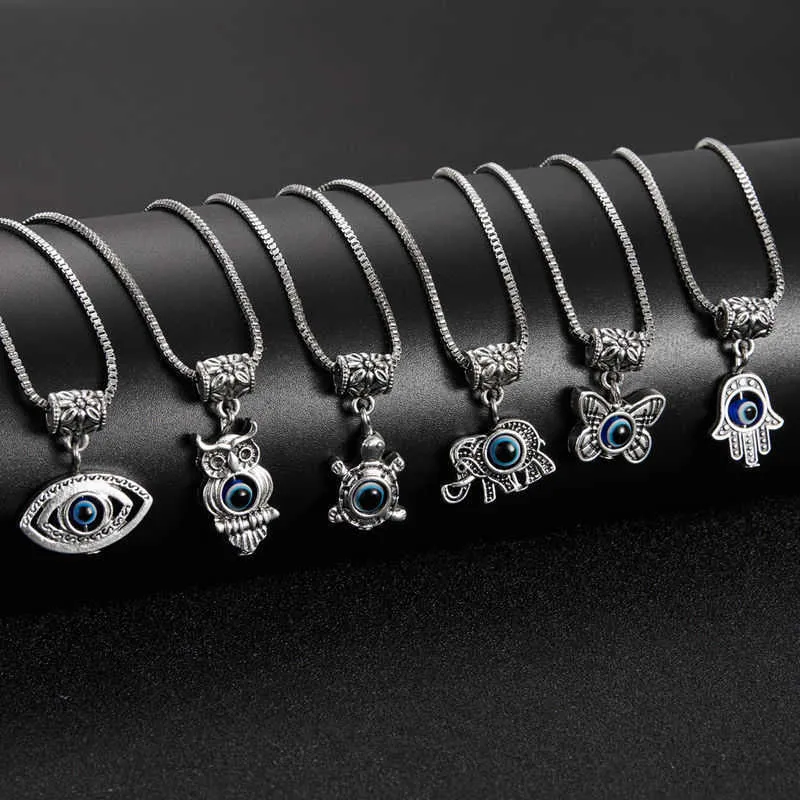 Zilveren kleur Turkse mode oog hanger ketting voor vrouwen vlinder olifant choker chain paar sieraden