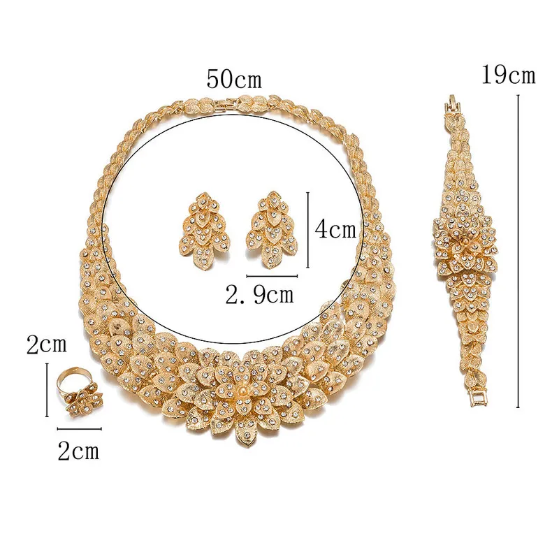 Ensemble de bijoux fête mariage bijoux couleur or pour femmes accessoires collier Bracelet boucles d'oreilles Design cadeau Nigeria éthiopien 220812