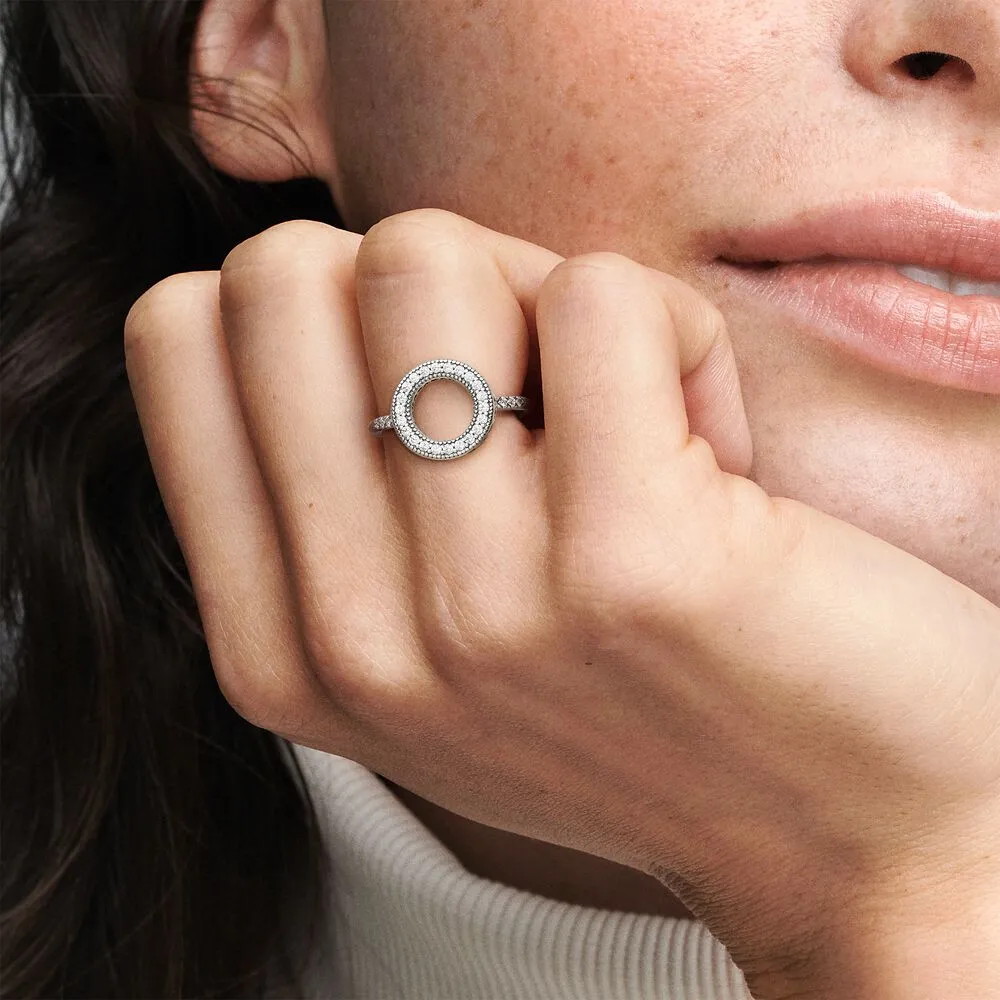 Nuovo marchio 100% 925 anello di alone scintillante in oro rosa in argento in argento
