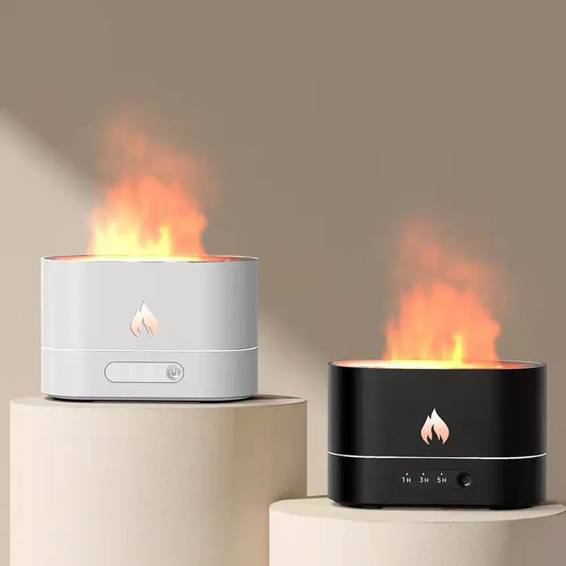 Flame Effect Air Humidifier 135H USB Smart Timing LED Electric Aromatherapy Diffuser Simulation Fire Flame Humidifier 2205273579897