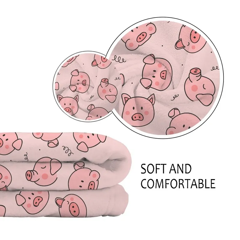 TOADDMOS Cute Pig Pink Fleece Warm Bedroom Throw on Bed Sofa Bedding Travel Sherpa Blanket for Adult Kids Quilt 220811