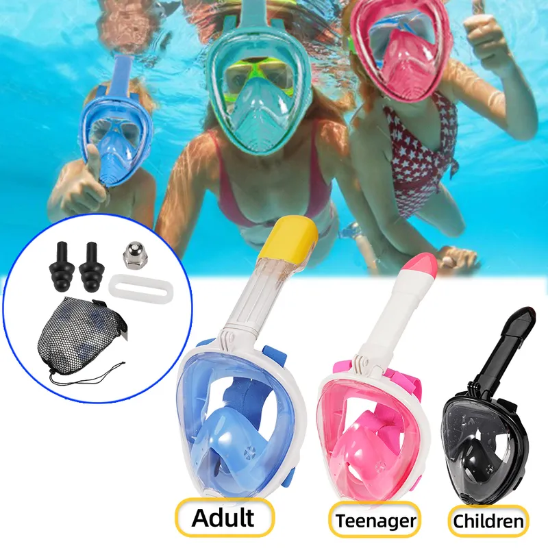 Children Full Face Snorkel Swimming Mask Diving Anti Fog Scuba Gear Set Underwater Goggles Breathing System for Kids Adult 2207069520652