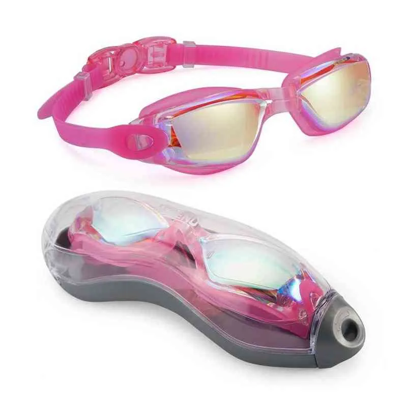 Lunettes de natation anti-buée avec protection UV pour triathlon avec étui pour adultes hommes femmes jeunes enfants lunettes de plongée G220422