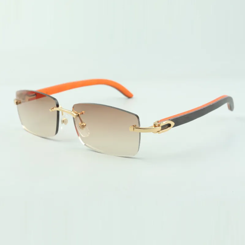 Однотонные солнцезащитные очки 3524012 с оранжевыми деревянными палочками и линзами 56 мм, унисекс256B