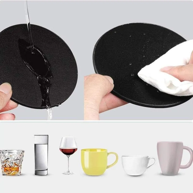 6 pièces sous-verre en cuir artificiel marbre boisson tasse à café tapis facile à nettoyer napperons rond thé Pad support de Table 220627