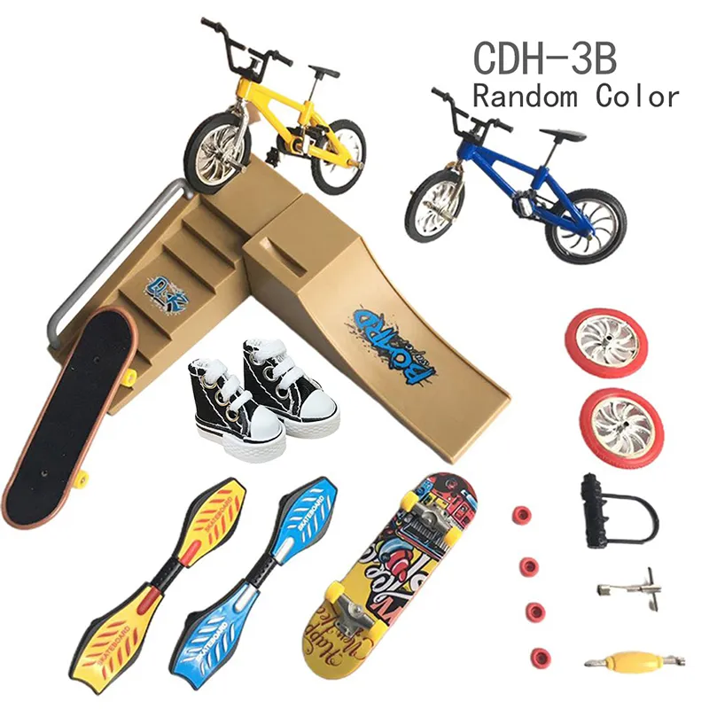 2 개의 휠 손가락 스쿠터 데크 BMX 손가락판 지판 신발 미니 램프 스케이트 보드 핑거 스케이트 보드 자전거 세트 어린이 선물 220608