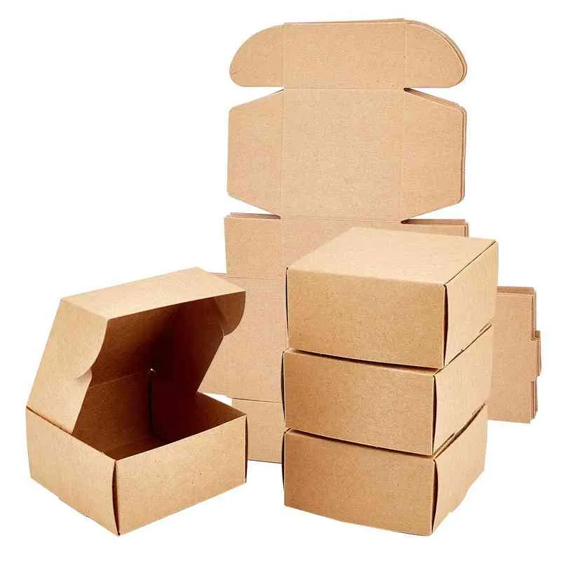 Kraft Paper Gift Box Square Folding Packaging Box Jewlery Storage Display Wedding Birthday Party Candy Box 5.5x5.5x2.5cm H220505