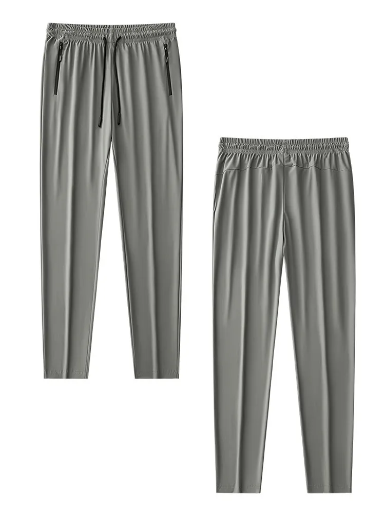 Summe Mens sweatpants التنفس نايلون Spandex Sportswear zip جيوب مستقيمة بنطلون الذكور سروال الطويل غير الرسمي السراويل 8XL 220621