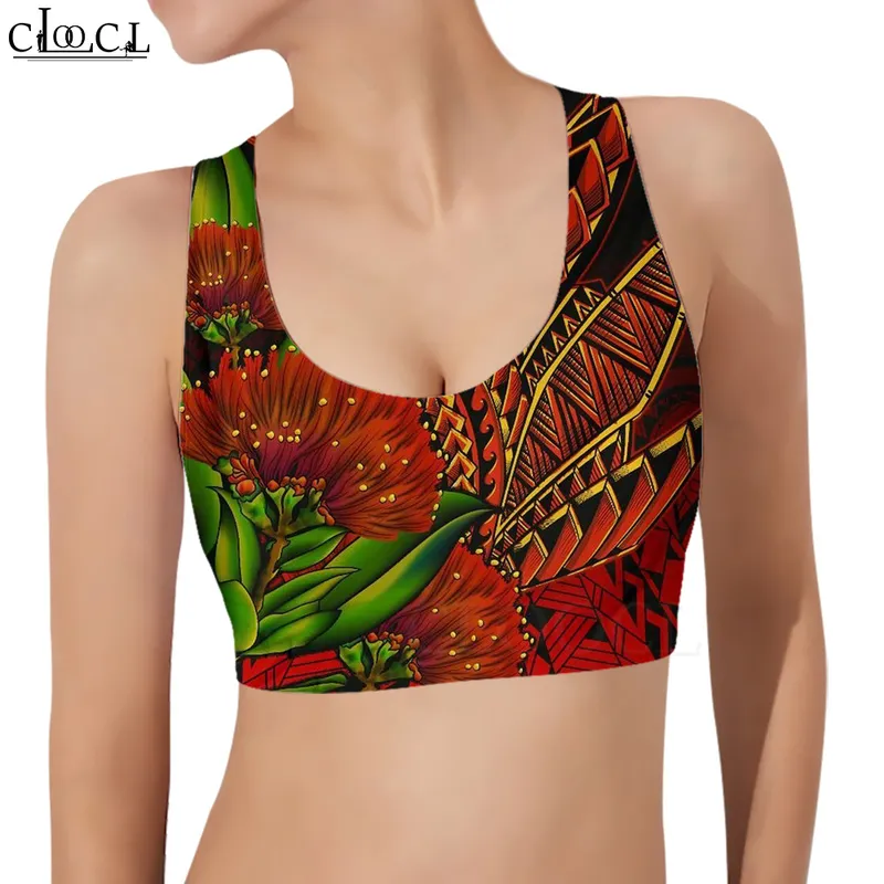 Women Sports Vest Polynesian Hawaii Seal With Turtle Plumeria 3D Pattern Tank Tops Fashion Women Yoga Fitness Bra W220616