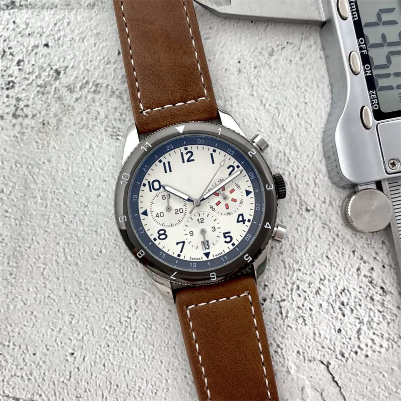 Мужские кварцевые часы секундомер-календарь с циферблатом 43 мм, японский кварцевый механизм VK, корпус из тонкой стали 316L, мужские часы279A