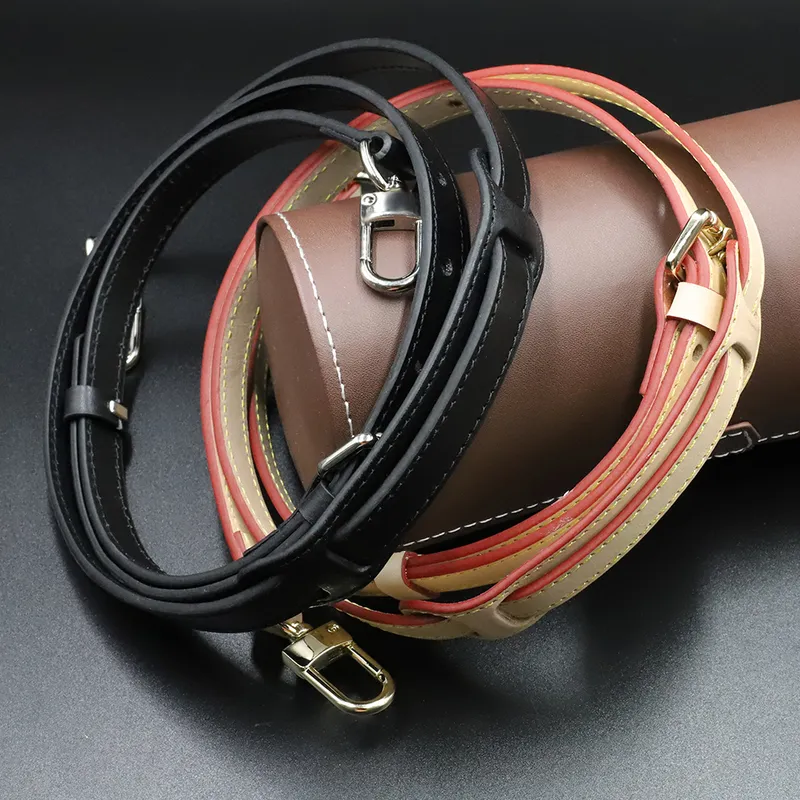 Genuine Leather Adjustable Bag Strap Black Shoulder Handle Handbag Strap Replacement Women Bag Accessories 1.5cm Width 220610