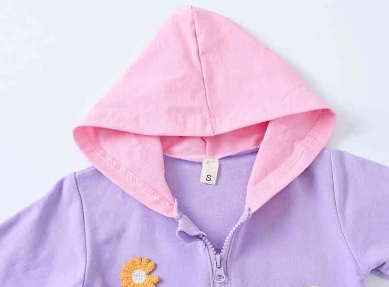Bawełniane dziewczęta płaszcz wiosenny kreskówek haftowane małe bluzy kwiatowe dla dzieci dziecięce ubrania dla dzieci J220718