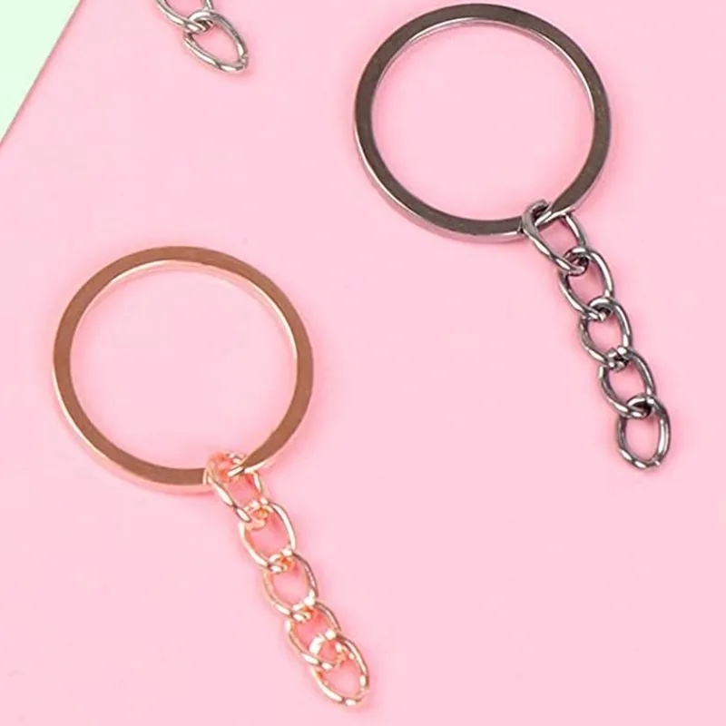 450st Nyckelring med kedja 8mm små skruvögonkrokar för DIY Keychain Making gör din egen nyckelring 6 färger 220516