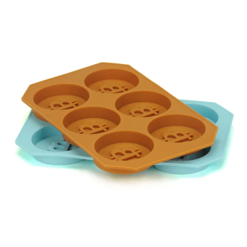 Verktyg 6 Chocolate Silicone Bitcoin Mold Ice Cube Fondant Patisserie Candy Mold Cake Mode Dekoration Moln Bakning Tillbehör