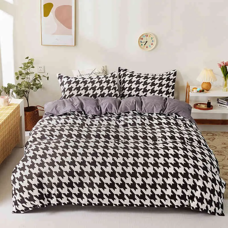 4/Luxury Bedding Set Queen King Size Twin Cover Bed Sheet Fitted Pillow Case Color Full Bedroom Plaids Home Textile