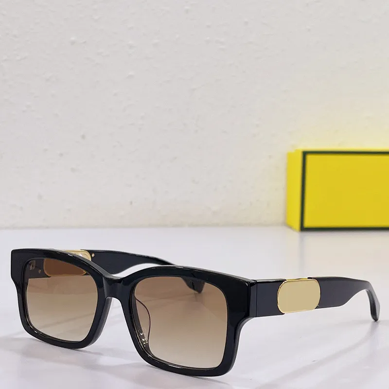 Lunettes de soleil OLock rectangulaires en acétate noir pour hommes et femmes, lunettes OLock F4008 à pont bas, branches en métal doré avec logo surdimensionné UV Pro251t