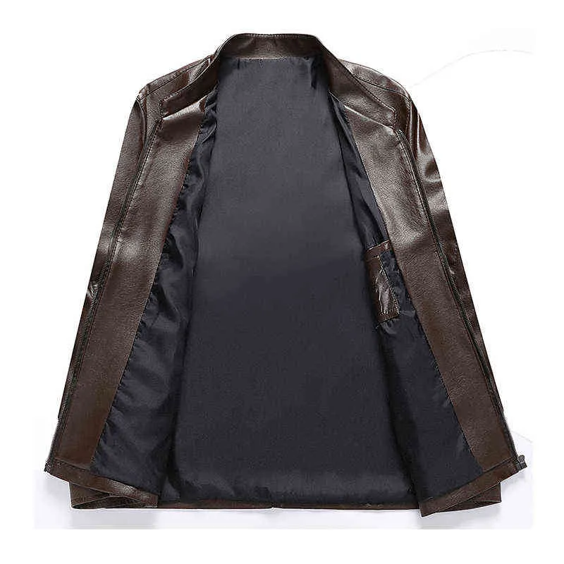 Men's Leather Motor Jacket Outfit Bags Stand Collar For Spring Autumn Solid Men's Fashion Casual Clothing L220801
