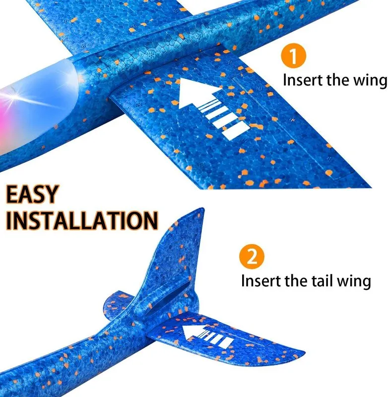 4Packs 50 cm skumplanet Kit Flying Glider Toy med LED Light Hand Throw Airplane Set Outdoor Game Aircraft Model Toys for Kids 220707