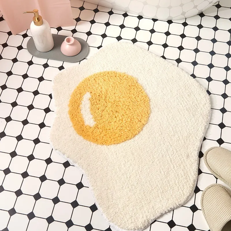 Tapis de salle de bain en forme d'œuf créatif, amusant, d'entrée, de cuisine, de chambre à coucher, paillasson de bienvenue nordique, décor de chambre Chic