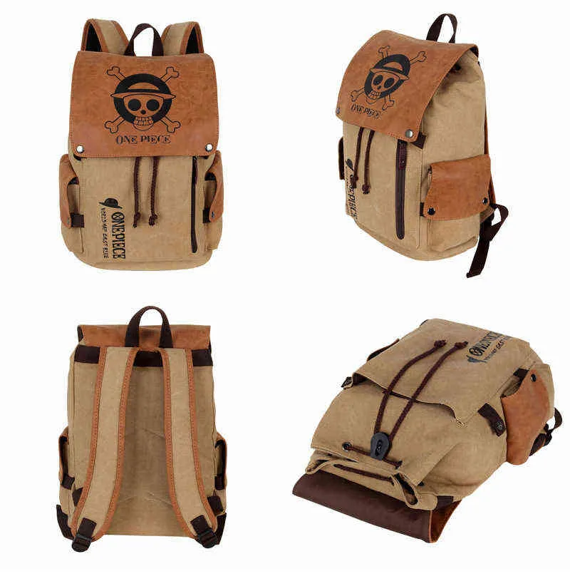 حقيبة ظهر أنيمي سفر Bagpack Luffy One Cosplay Eren Bag Cartoon Canvas Outdoor Teenagers Schoolbag Laptop Lears Facs