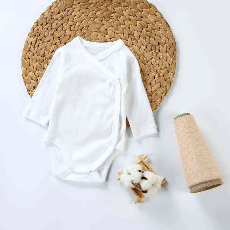 //bebê recém -nascido menor tamanho 00m Bodysuuit meninos e roupas de menina mangas compridas 100% algodão de algodão branco recém -nascido G220510