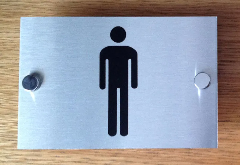 Customize Brushed Aluminium Composite Toilet Informational Signs with Chrome Standoffs 220706