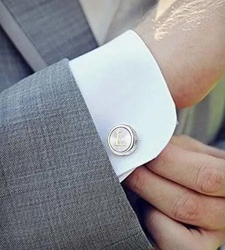 High Quality Round Letter Cufflinks Men039s Shirt Suit links Simple Wedding Buttons Business Initials French link 2204146346616