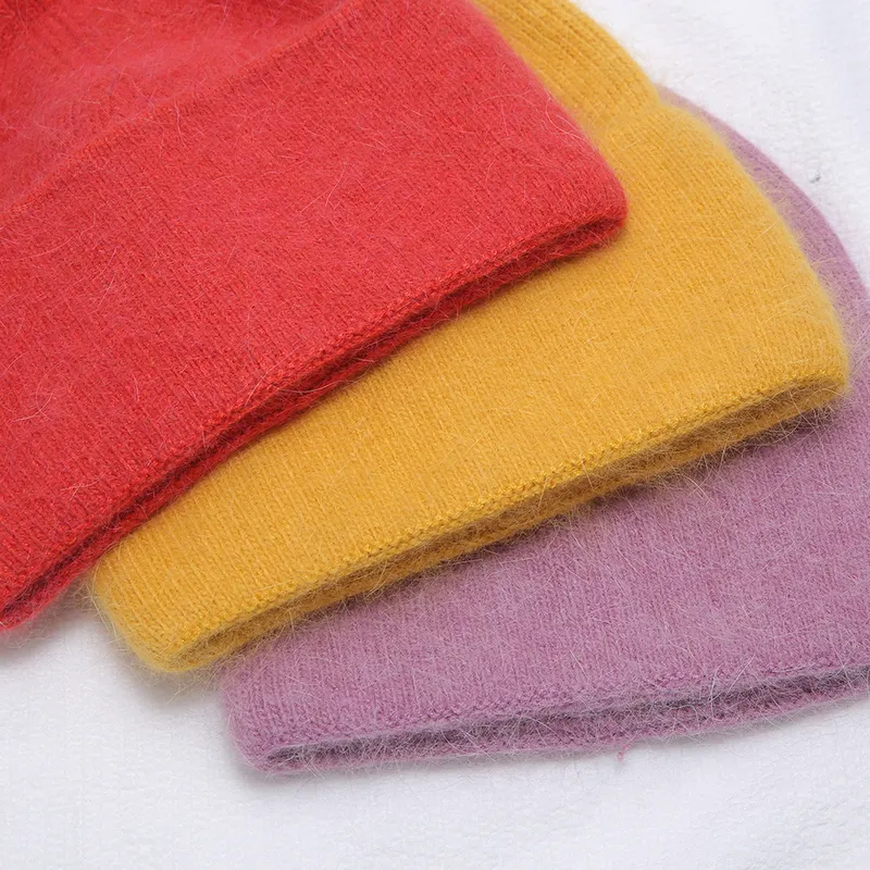 Autumn winter solid color real cashmere beanies for woman cashmere unisex Warm knitted hat wholesales 220812