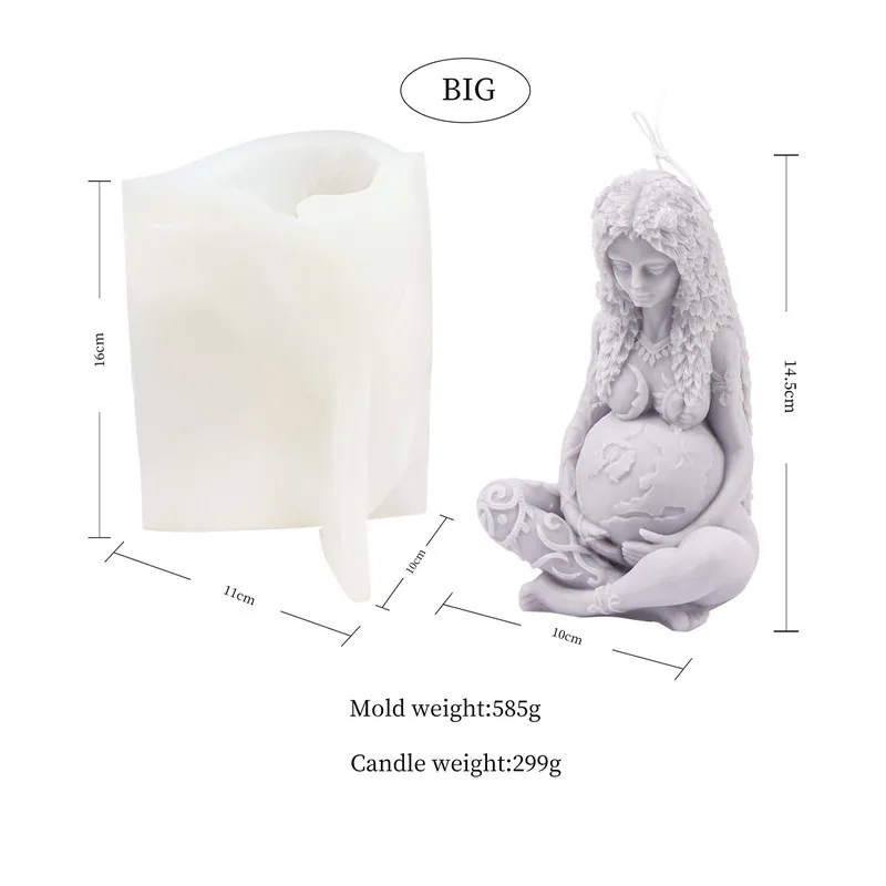 3D Devotional Mother Earth Statue Mould Handmade Silicone Gaia Goddess Candle Ornament Pregnant Woman Image Home Decorate Mold 220629