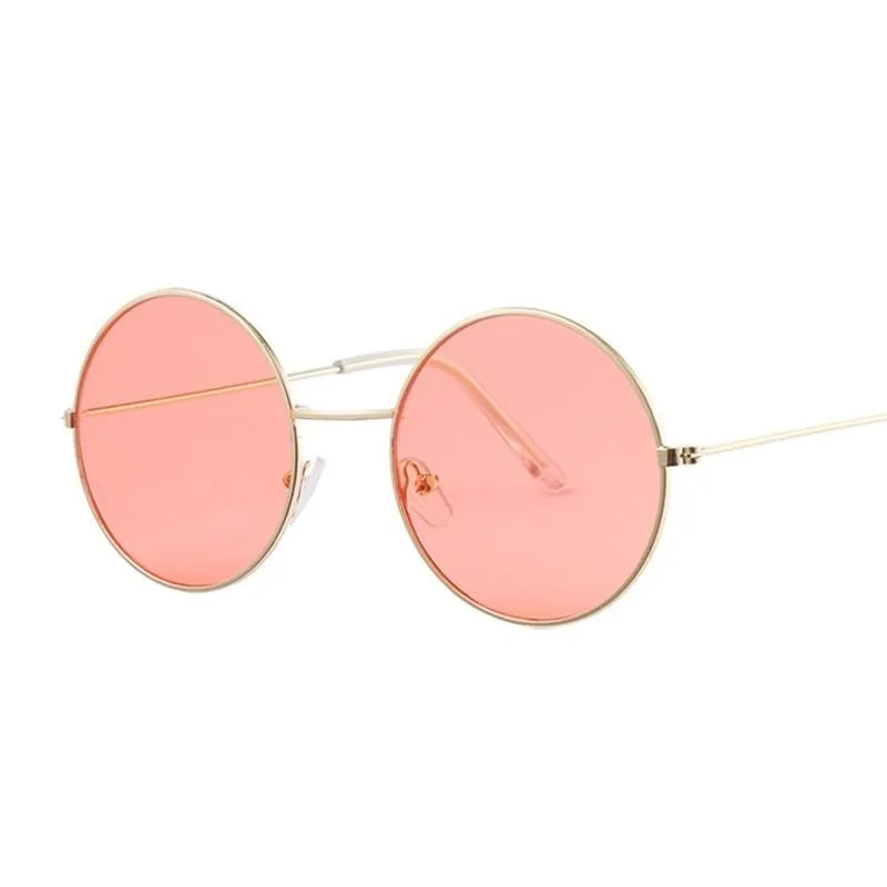 Zonnebrillen Vintage Round Man Ocean Color Lens Mirror Woman Vrouw Merk Ontwerp Metalen frame Cirkelglazen Oculossunglasses2781