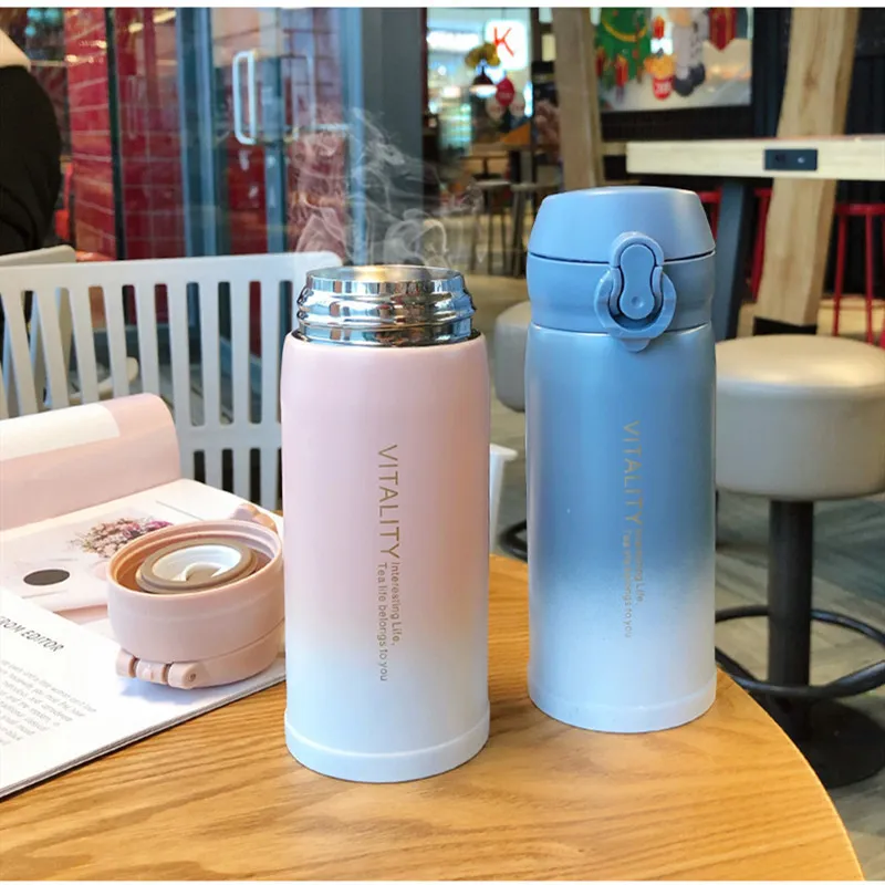 Creative 350ml 500ml Stainless Steel Vacuum Flask Coffee Tea Thermos Mug Travel Drink Bottle Thermocup For Gifts 220617