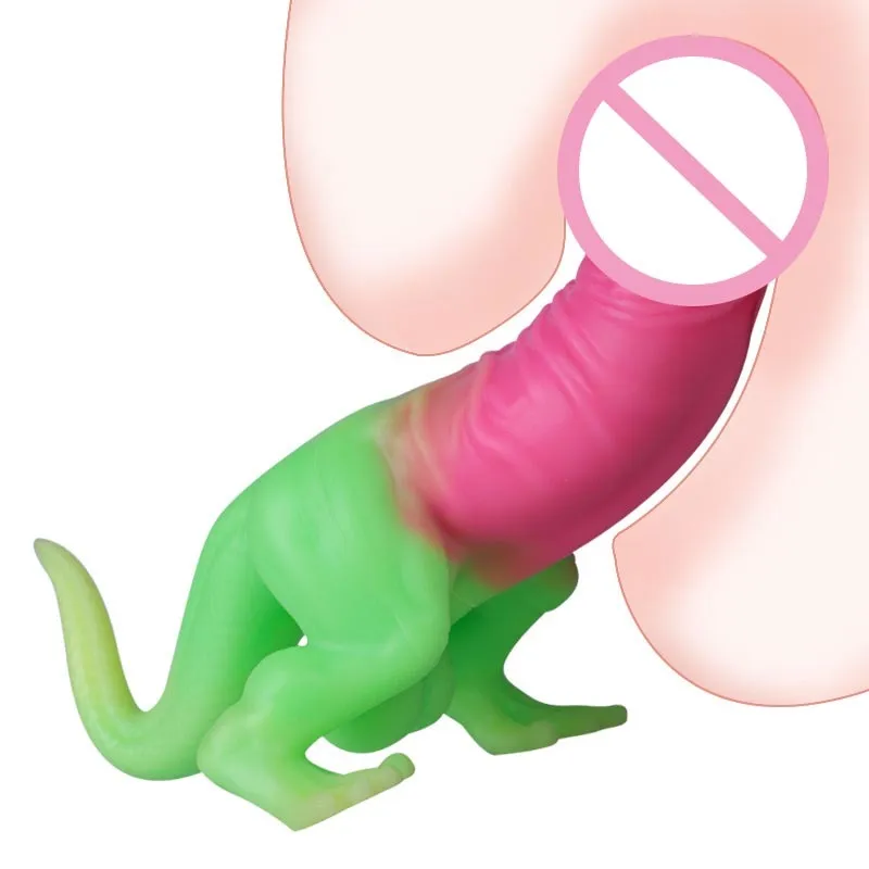 Nocne Luminous Dinosaur Dildo Realistic Butt Pid Seksowne zabawki dla kobiet/mężczyzn masturbatorów seksowne pochwę anal fałszywy penis buttplug