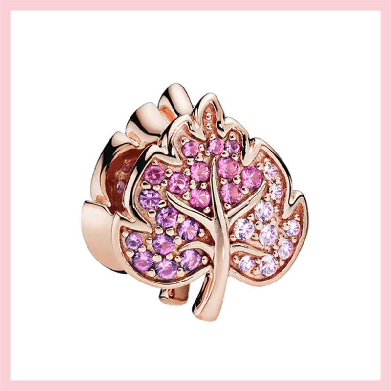 Dijes clásicos de plata 925 y oro rosa, cuentas de corazón de flor rosa, compatibles con pulsera Pandora, joyería DIY