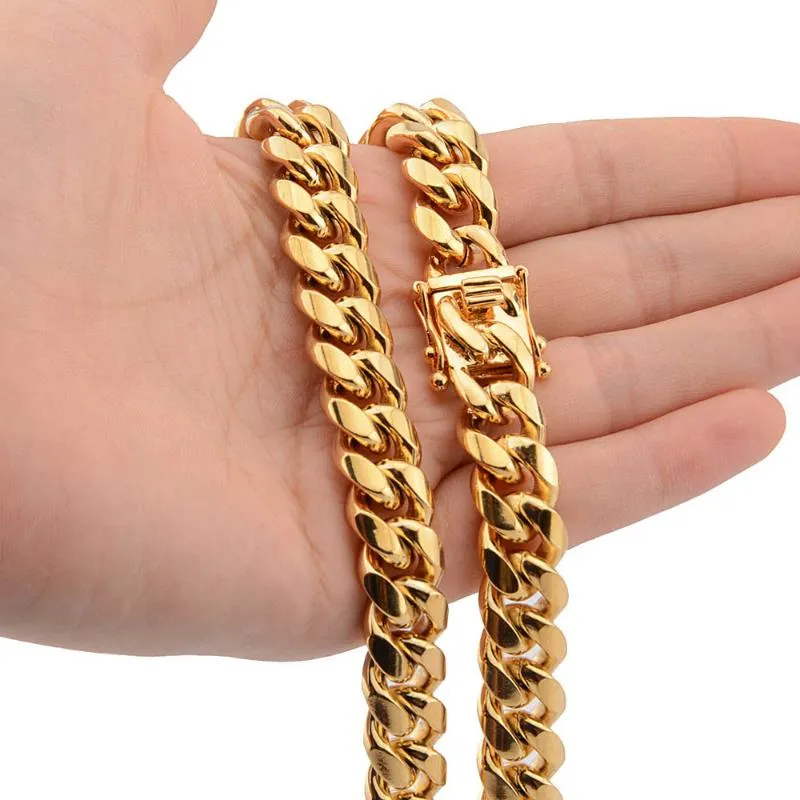 Chains 8mm 10mm 12mm 14mm 18mm 316L Stainless Steel Jewelry High Polished Miami Cuban Link Necklace Men Punk Curb Chain Butterfly 342G