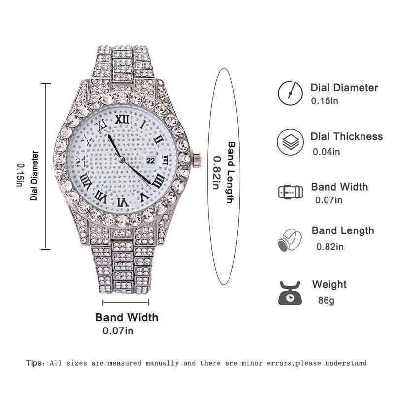2022 neue Masculino Männer Uhr Armband Edelstahl Luxus Berühmte Top Marke Herrenmode Iced Out Quarz Armbanduhr