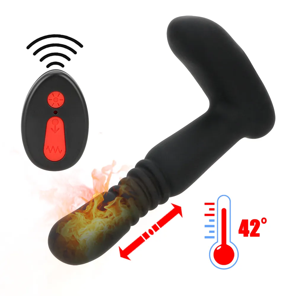 Prostatas massager 6 hastighet fjärrkontroll teleskopisk dildo vuxen leksak uppvärmning böjning anal plug vibrator sexig leksak för män