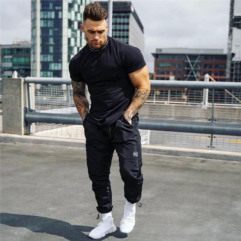 Gym Tshirt Men Short Sleeve Cotton Tshirt Casual Slim T Shirt Male Fitness Bodybuilding Workout Tee Tops Summer Clothing 220613