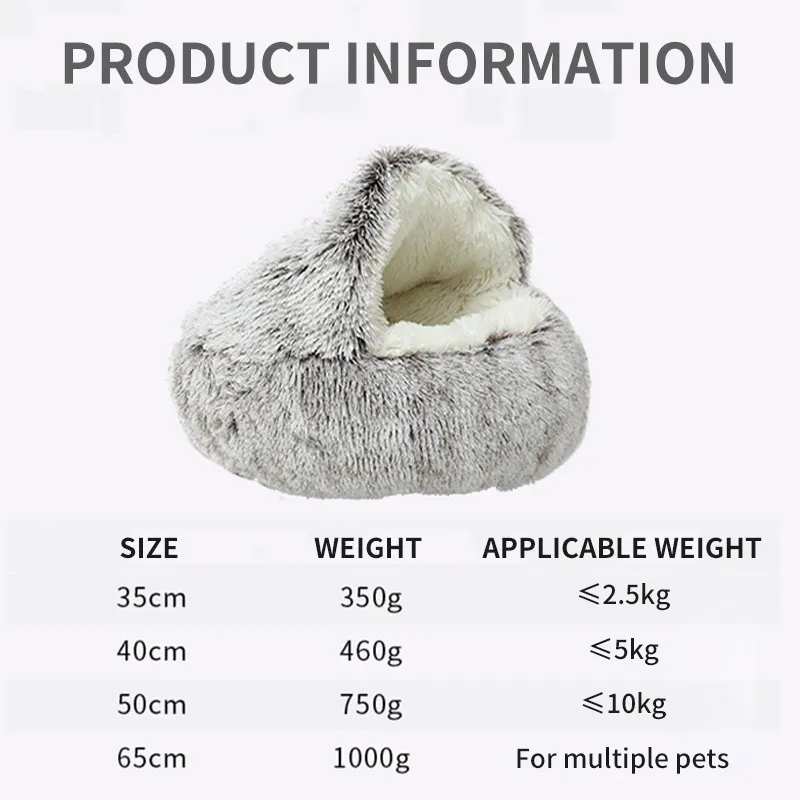 Pet Cat Bed Dog Round Plush Warms Hus Mjuka Lång Hundar För S Nest 2 i 1 Tillbehör 220323