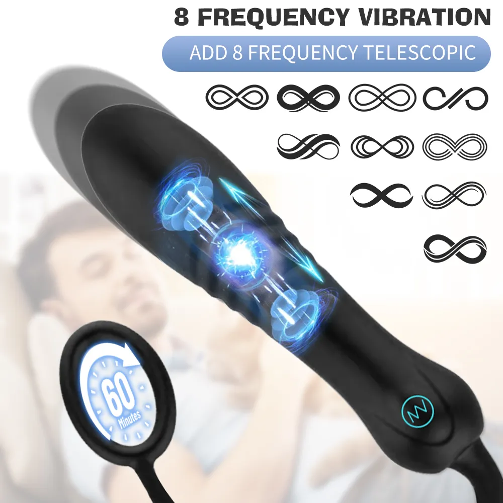 Verzögerte Ejakulation Penisring Prostata Massagegeräte Teleskop Dildo Vibrator Erwachsener Produkte G-Punkt-Stimulator sexy Spielzeug für Paare