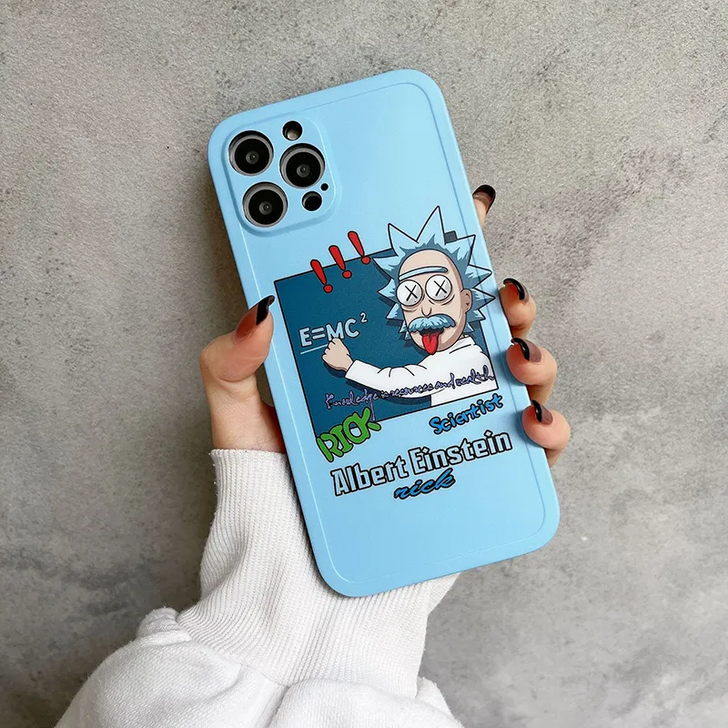 Rick Cartoon blau lila Hüllen Cover für iPhone 6s Plus 11 8 13 XR SE2 12 Max Mini Pro X 6 XS 73062006