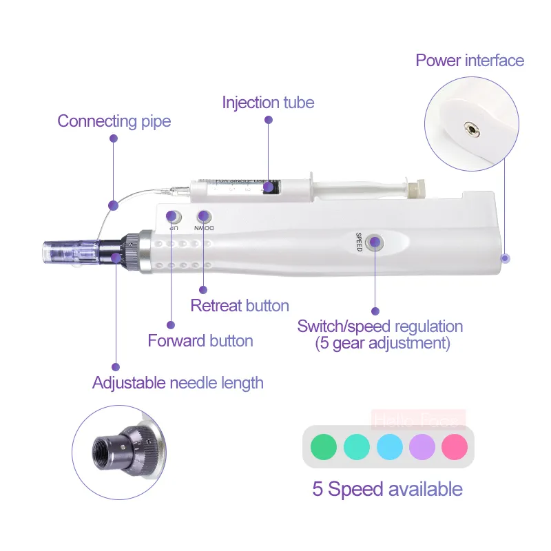 Hydra Injector Mesotherapy Aqua Derma Pen with 12 Pin Needles and Tube 2 في 1 ماكينة حقن القلم الذكي المحمولة 220623