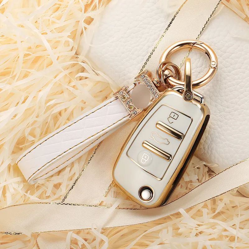 Key Case Cover for A1 A3 A4 A5 A6 A7 Q3 Q5 S6 B6 B7 B8 C6 8P 8V 8L TT RS Folding Key Shell Keychain Protector Accessories2527688