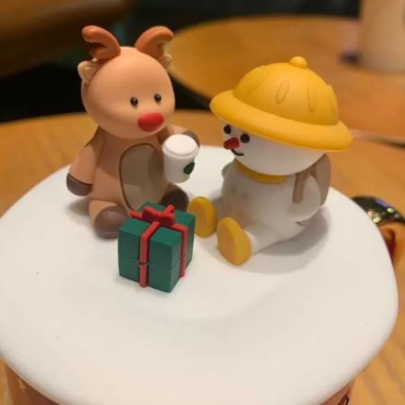 Coupe-cadeau de Noël authentique Starbucks Tasse de fête heureuse Tasse en céramique Coupe d'eau à travers une tasse d'animaux