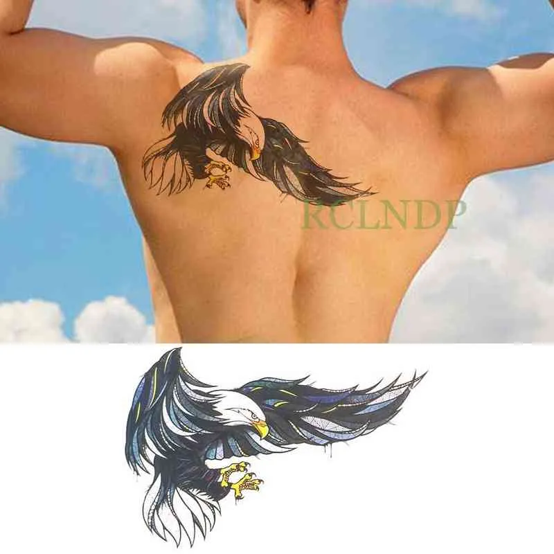 NXY Tatuaggio Temporaneo Impermeabile Adesivo Cool Eagle Ala Angelo Tatto Falso Flash Tatoo Lucifero Addome Braccio Tatouage Ragazza Donna Uomo 0330